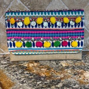 Colorful Pom Pom Clutch